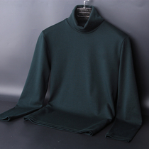 Solid color high neck sweater men INS harbor wind long sleeve T-shirt dark green cotton base shirt young and middle-aged casual coat tide
