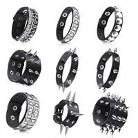 European and American fashion punk street shooting nightclub square rivet spike bracelet ins couple leather bracelet