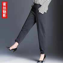 Gray womens spring and autumn loose casual leg sports pants 2021 Winter New Fashion plus velvet padded pants