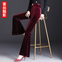 Golden Velvet Broadlegged Pants Woman Spring Autumn Display Slim Burst Red Trumpeter Pants 2022 New High Waist Microlao Pants