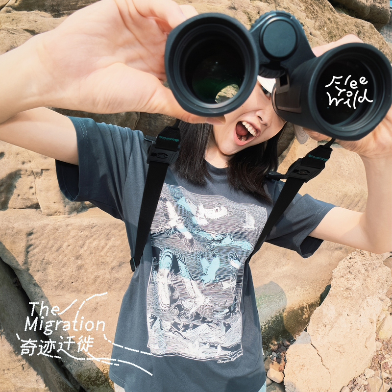 Flee to Wild Raptor Print Short-Sleeved T-Shirt Quick-Drying Bird Watching American Style Casual Top