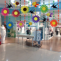 Shopping mall Kindergarten pendant pendant Classroom corridor Store Pharmacy environment layout Sun flower smiley face wicker decoration