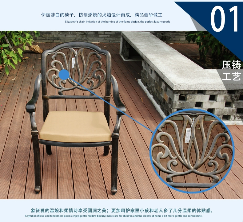Xiuyu đồ nội thất Châu Âu nhôm đúc bảng và ghế ngoài trời với ô kết hợp sân vườn khách sạn biệt thự sáng tạo giải trí tùy chỉnh ghế băng ngoài trời