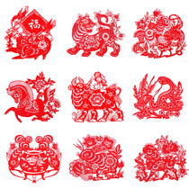 Chinese specialty Xian paper-cut gifts for foreigners Chinese style traditional hand-cut paper twelve Zodiac gift window grilles