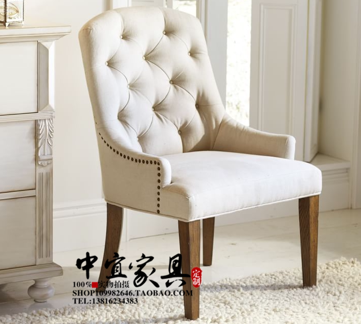 American Fabric Art Solid Wood Dining Chair Backrest Pull Buckle Chair Office Chair Casual Coffee Room Chair Hotel Chair Computer Table And Chairs