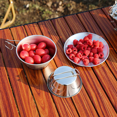 Outdoor snow-pulled bowls, cups, folding bowls, tableware, rice bowls, stainless steel portable pure titanium bowls, specially designed for camping, picnics and barbecues