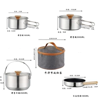 4 кусочки плиты, бамбука и деревянная ручка для жарки (соответствующая сумка) 304 из нержавеющей стали