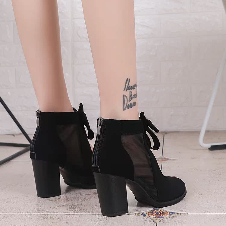 Giày sandal đế xuồng 2018 xuân hè mới dày với phiên bản Hàn Quốc của giày đế đơn hoang dã Rome với giày cao gót nữ lưới sandal nữ đi học
