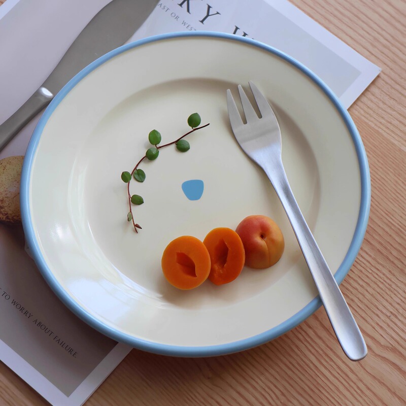 Moüntain·Wangshanji Original Ceramic Small Blue Plate Breakfast Fruit Plate Pasta Single Serving Salad Plate