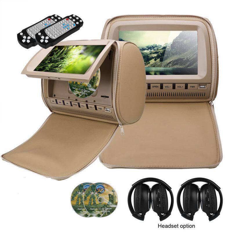 2PCS 9 Inch Car Headrest Monitor DVD Video Player 800*480 Zi