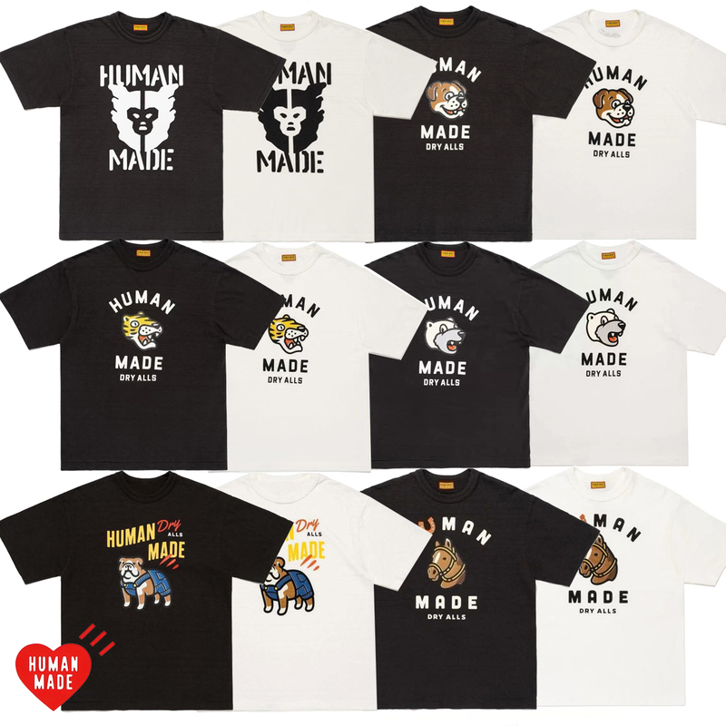 2026 New Model in Stock Humanmad Short-Sleeve T-Shirt Dog and Horse Trendy Casual Short-Sleeve Unisex Couple Style
