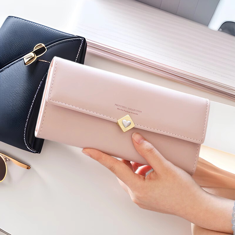 Long Wallet for Women 2025 New Niche Design Heart Ladies Foldableing Wallet Large Capacity Card Holder Clutch Bag for Women