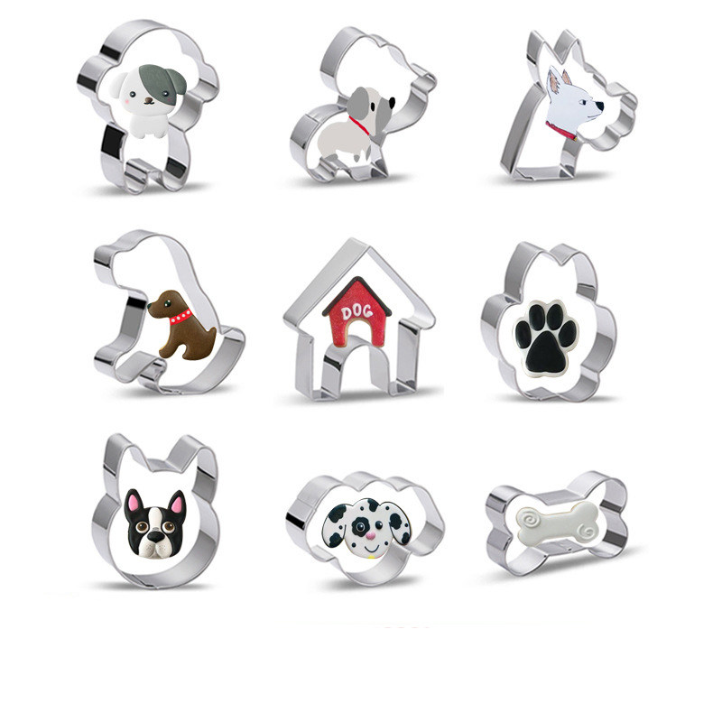 Pet dog stainless steel biscuit mold vegetable fruit cut die cookie small cake husky dog bone dog paws
