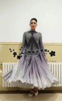 Morden Group New National Standard Dance Dress Silver Grey Gradient Color Dress Performance Dress New Century Race Dress Waltz