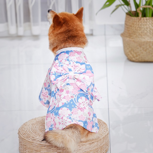 Pet cat dog clothes spring cute princess Shiba Inu Teddy Corgi net red anti-hair loss thin kimono