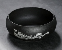 Large ceramic ashtray high-end and elegant home living room Chinese Zen style multifunctional office peel garbage bin