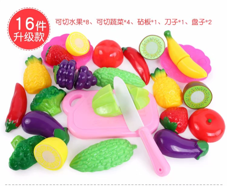 Trẻ em cắt đồ chơi trái cây Rau nhà chơi kết hợp nhà Nam và nữ Cắt và cắt lợn Đồ chơi lặt vặt búp bê em bé