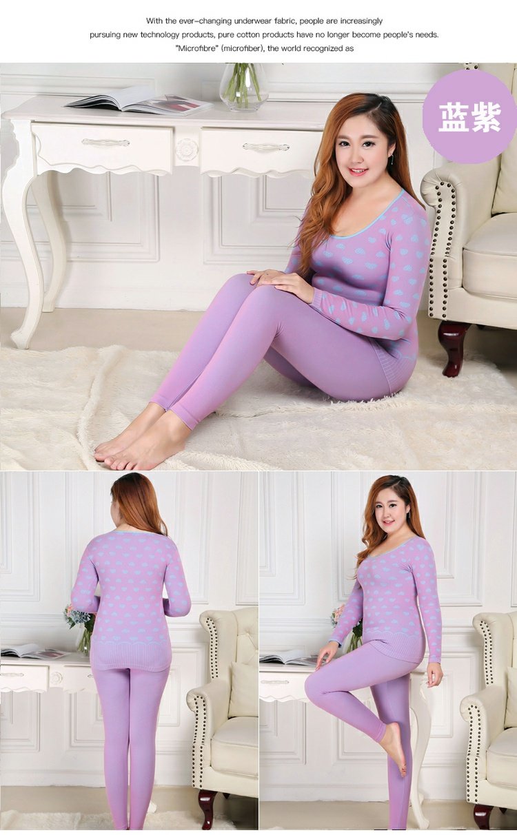 Cộng phân bón XL nữ một lớp jacquard cơ thể định hình vòng cổ dày ấm áp liền mạch cơ thể đồ lót mùa thu quần dài phù hợp với quần dài quan ao thu dong