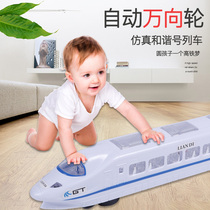 Harmony number moving car group universal high speed train with colorful lights music electric locomotive subway model luminous toy