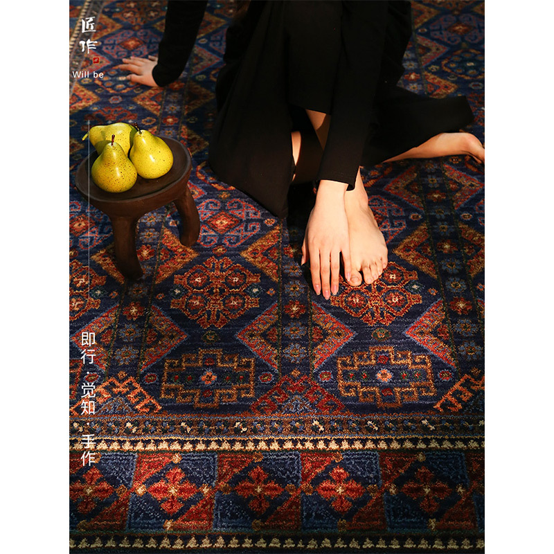 Handcrafted 100% Pure Wool Carpet | Medieval-Style Living Room, American Retro, Glue-Free, High-End Villa, Persian Thickened. Handcrafted 100% Pure Wool Carpet | Medieval-Style Living Room, American Retro, Glue-Free, High-End Villa, Persian Thickened.