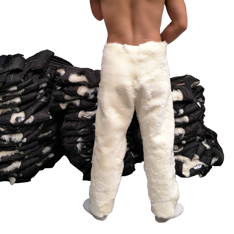 Winter wool pants warm and thickened cotton fur one real wool pants for