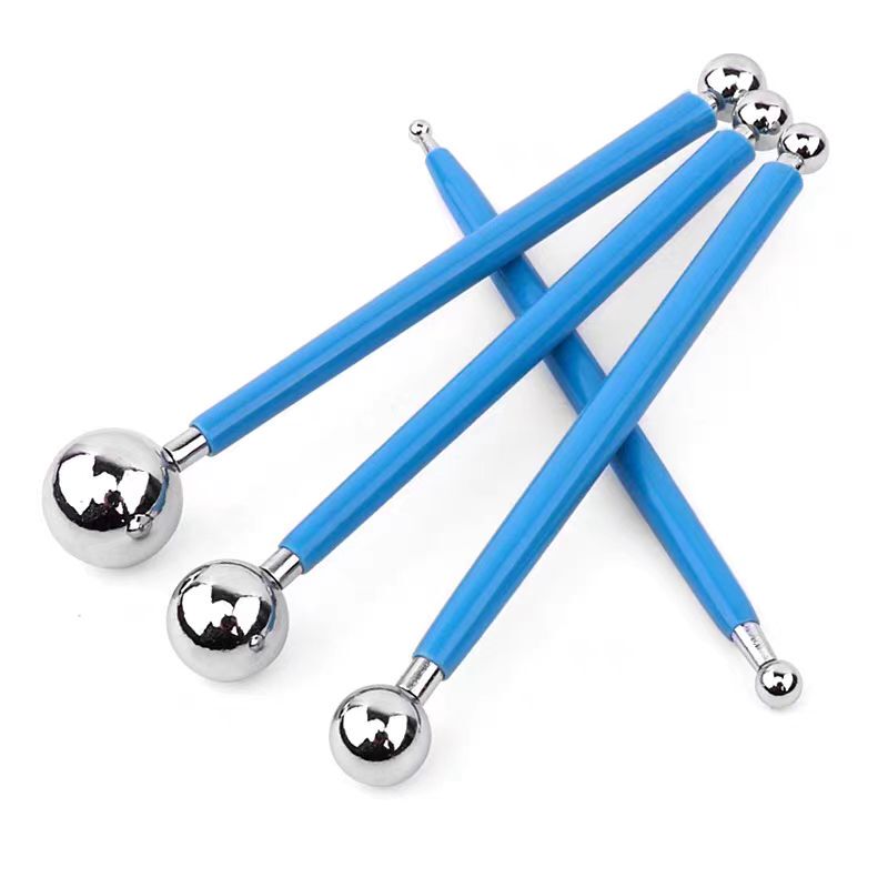 Round Head Rolling Pin Stainless Steel Ball Stick Fondant Figurine Stone Powder Soft Clay Modeling Tool Baking Tool