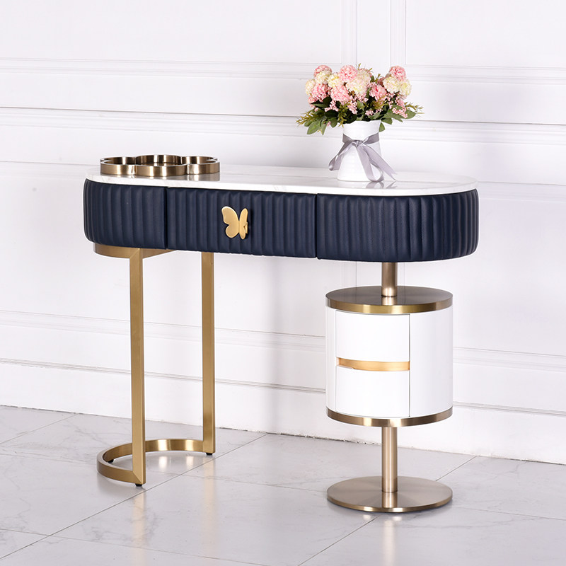 Willstyle light lavish marble makeup table bedroom minimalist modern small family style make-up bench stainless steel containing cabinet