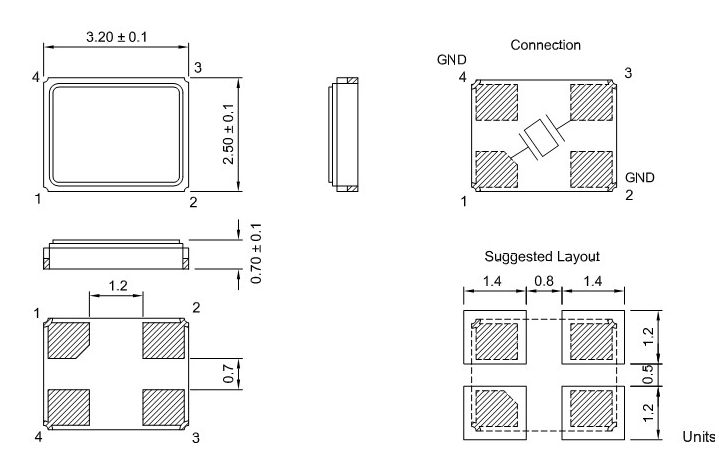 [USD 4.28] Original import 3225 8m 4p passive crystal KDS DSX321G 8MHZ ...