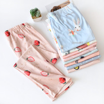Pregnant Woman Sleeping Pants High Waist Tobellied Spring Autumn Season Cotton Home Pants Summer Thin Trousers Outside Wearing Postnatal Home Pregnant Women Pants
