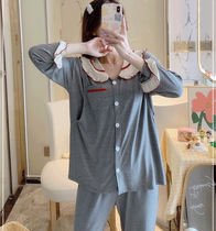 Pregnant womens home clothes summer nursing pajamas postpartum Thin Moon clothes modal spring autumn maternal feeding side open