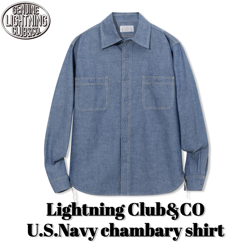 Lightning Club Japanese-Made Fabric Pure Cotton American Retro Military Style Double-Pocket Youth Cloth Shirt