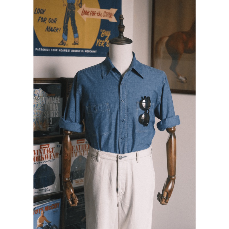 Lightning Club Japanese-Made Fabric Pure Cotton American Retro Military Style Double-Pocket Youth Cloth Shirt