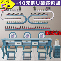 Special price retro European nail table chair set single double double glass nail table