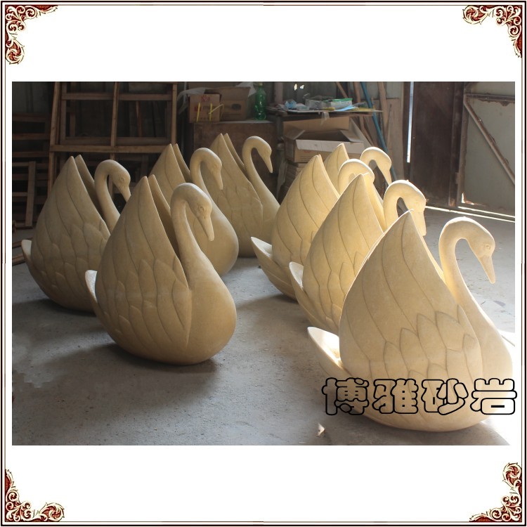 Sandstone Spray Pool Swan Fountain Artificial Sandstone Round Carved Pendulum Landscape Waterscape Sculpture Villa hotel Watergate