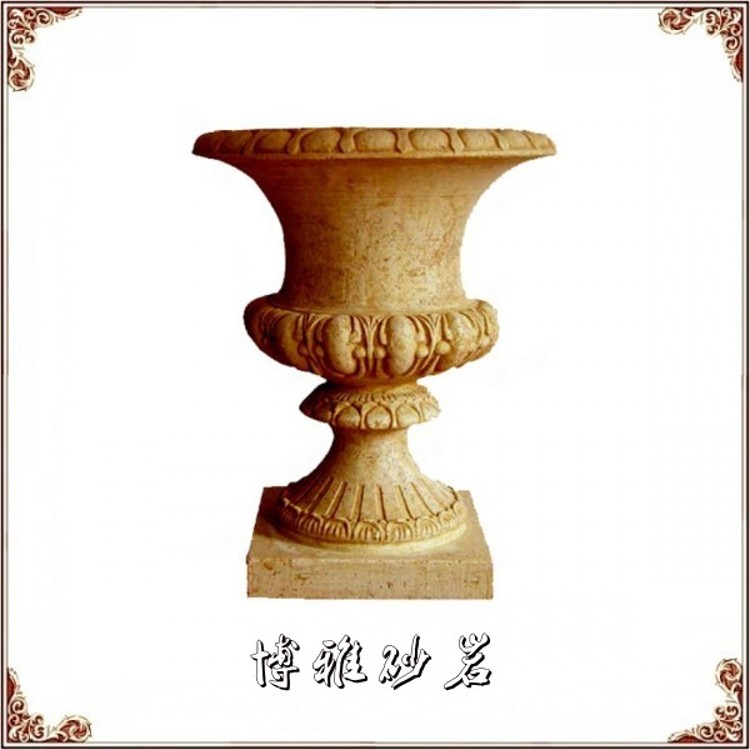 Boya Art Sandstone Sculpture Round Sculpture Sandstone Classic Flower Basin Sculpture Hotel Villa renovated