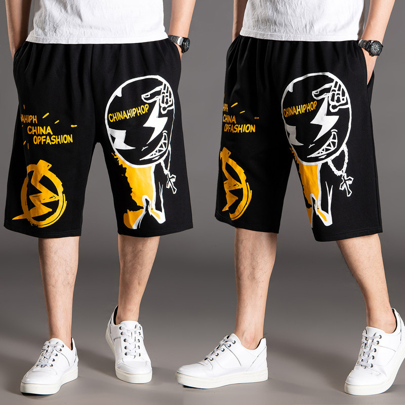 Oversized Tide Men's Shorts Extra Fat Men's Shorts Extra Fat Capri pants Cotton Sports Pty Thin Fat Loose Casual Shorts