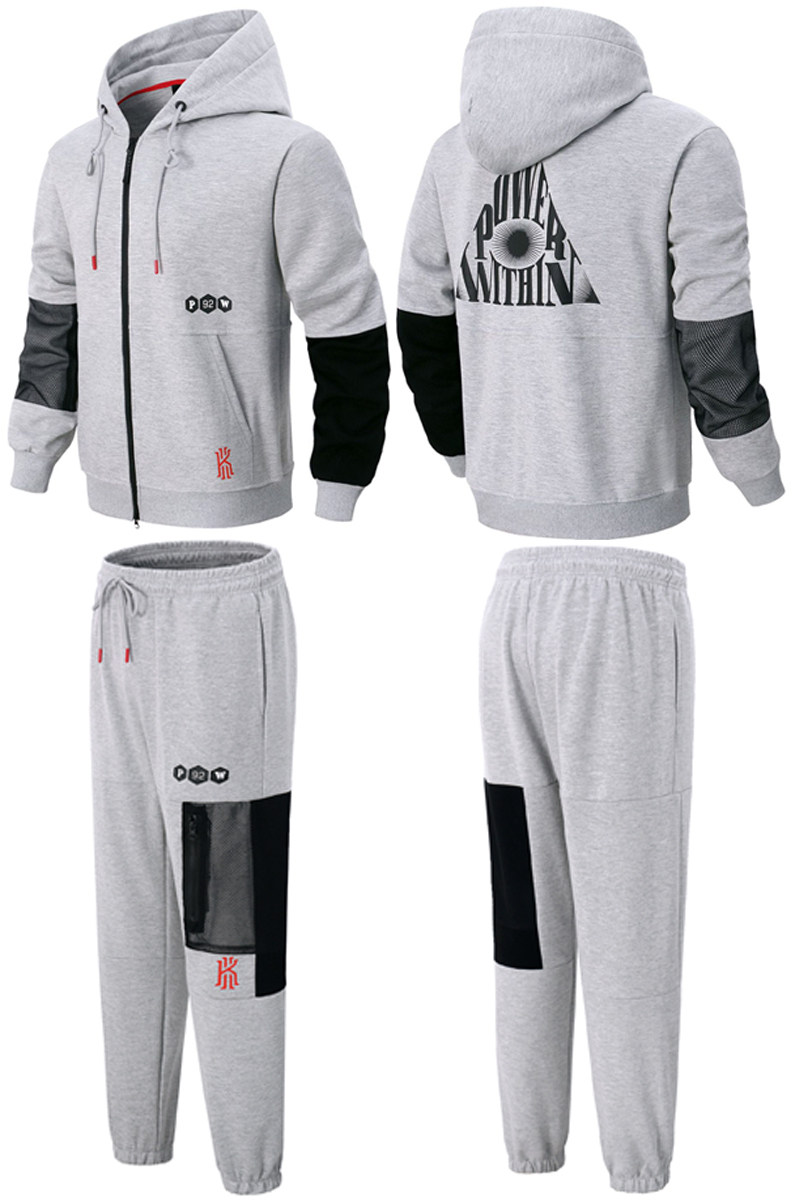 Spring and autumn sweater hood suit Irving long sleeve pants basketball sports leisure large-scale loose zipper suit