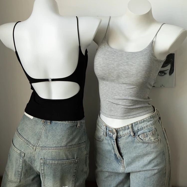 Pure Desire White Camisole with Chest Pads for Women, Suitable for Layering, Tummy-Covering, Comfortable Cotton Versatile Top