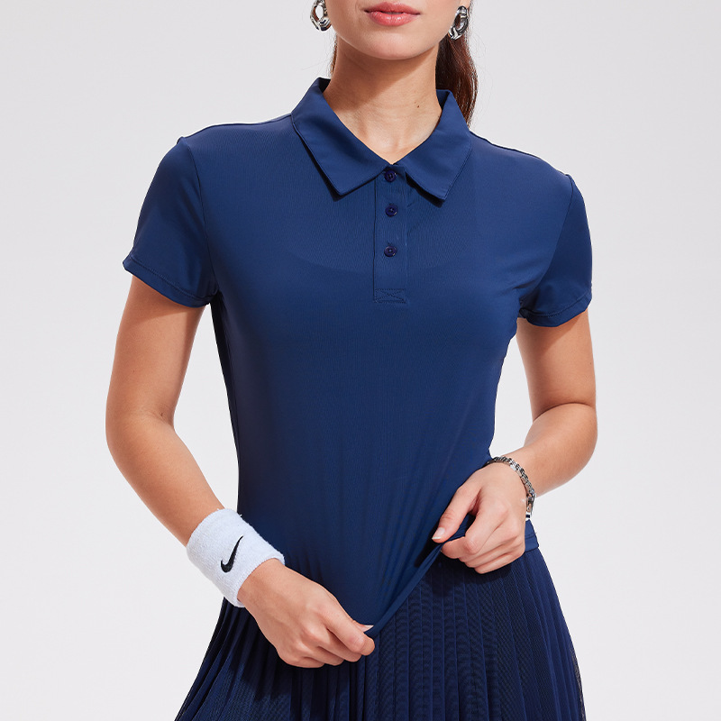 Quick-Drying Golf Badminton Sports Short-Sleeved Polo Shirt Breathable Running Fitness Dance Lapel T-Shirt Top