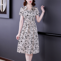 The New Womens Summer New Womens Clothing Mulberry silk dress Dress Temperament True Silk Fashion Shatters Foreign Air Big Code Display Slim Long Dress