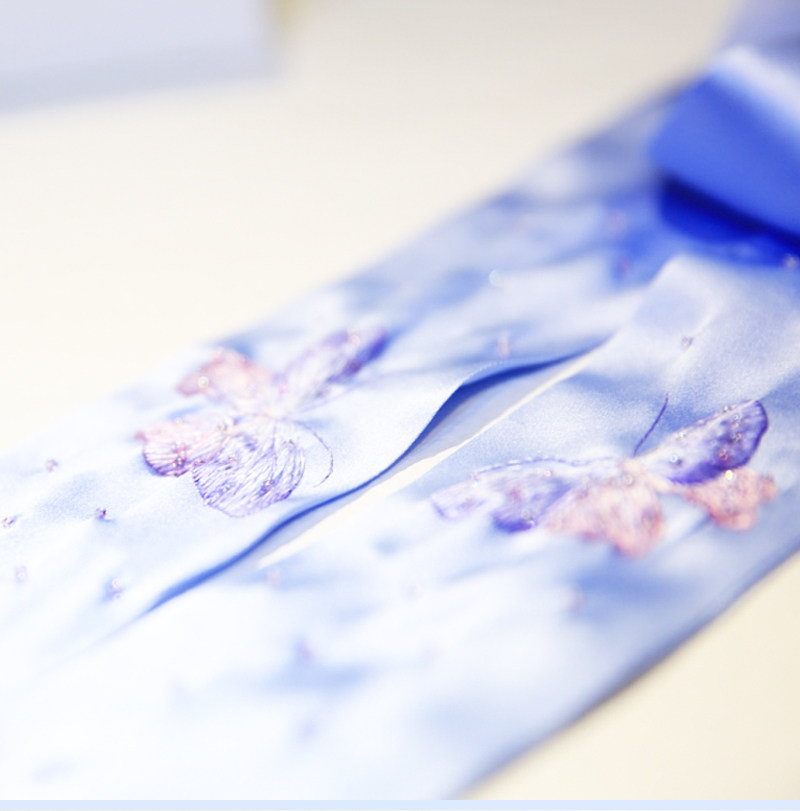 Вышивка Сучжоу 《仲夏夜梦》重工1-2丝蝴蝶绣花长巾发带 缀入时光的梦 定制苏绣