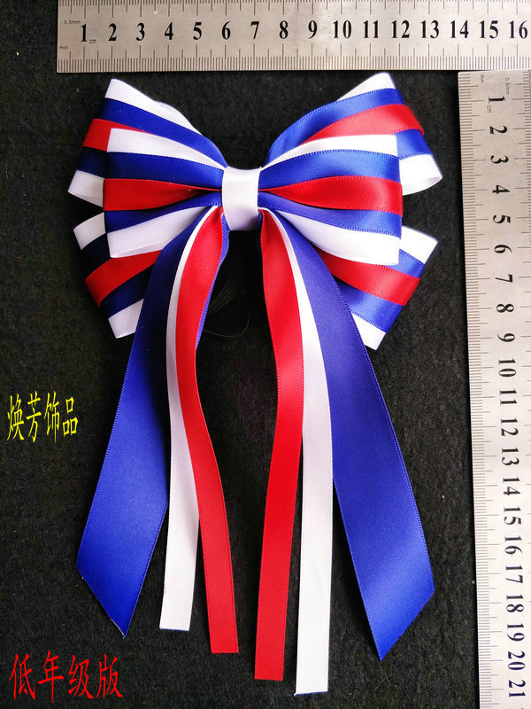 Flower ball cheerleading gymnastics dance competition bow hair ornament hair band hairpin hair clip hair card hair head ornament red white blue