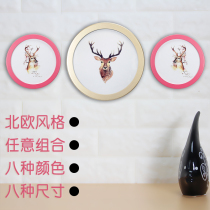 Minimalist modern round photo frame hanging wall combined wooden picture frame paper jam custom mounted image frame creative photo wall