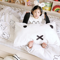 ins Wind Net red black and white rabbit cute cotton sheets four-piece cotton twill childrens kindergarten three-piece set