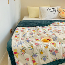 Flower Vini Bears children Bean beans Quilt Washable Spring Autumn Cartoon Baby Thickened Clip Cotton Air Conditioning Blanket All Season Universal