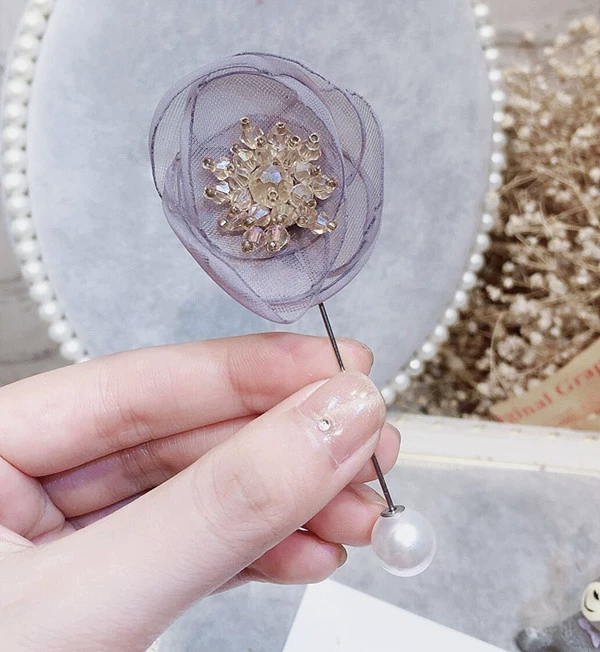 Hàn Quốc Dongdaemun thiết kế mới hoa dại kết cấu trang sức ngọc trai pin khóa trâm cài