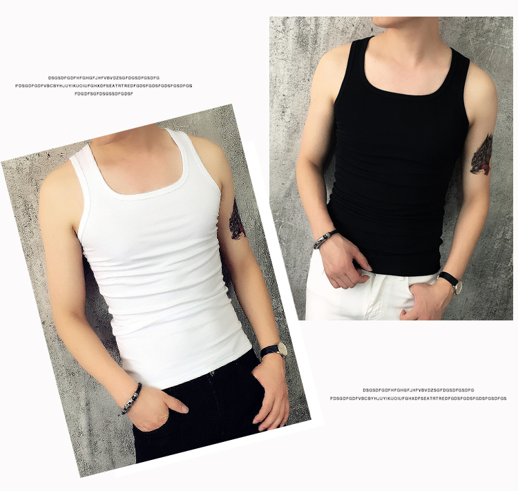 Mùa hè thủy triều của nam giới stretch Slim vest nam Hàn Quốc phiên bản của chặt chẽ-fitting solid color I-bông thanh niên thể thao mồ hôi vest