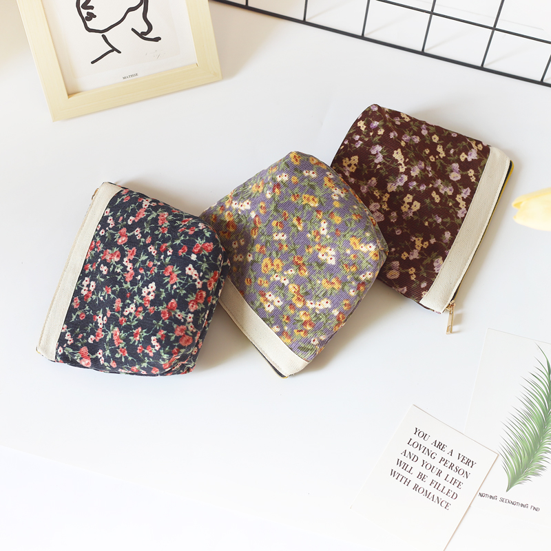 Light Core Suede Small Chopped Flowers Zero Wallet Ins Small Pocket Bag Han Edition Schoolgirl Coin Bag Mini Small Containing Bag 