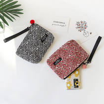 Retro family style portable hand wrist mobile phone bag key bus card storage small bag niche all-match coin purse