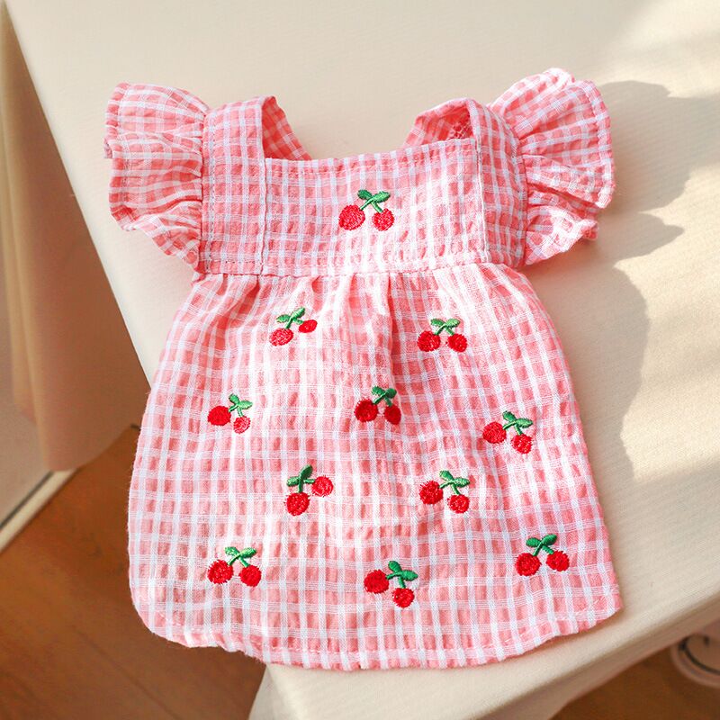 New Pet Dress Pooch Princess Dress Cute Cherry Clothes Teddy Pooch Yoke Summer Cat Summer Clothing